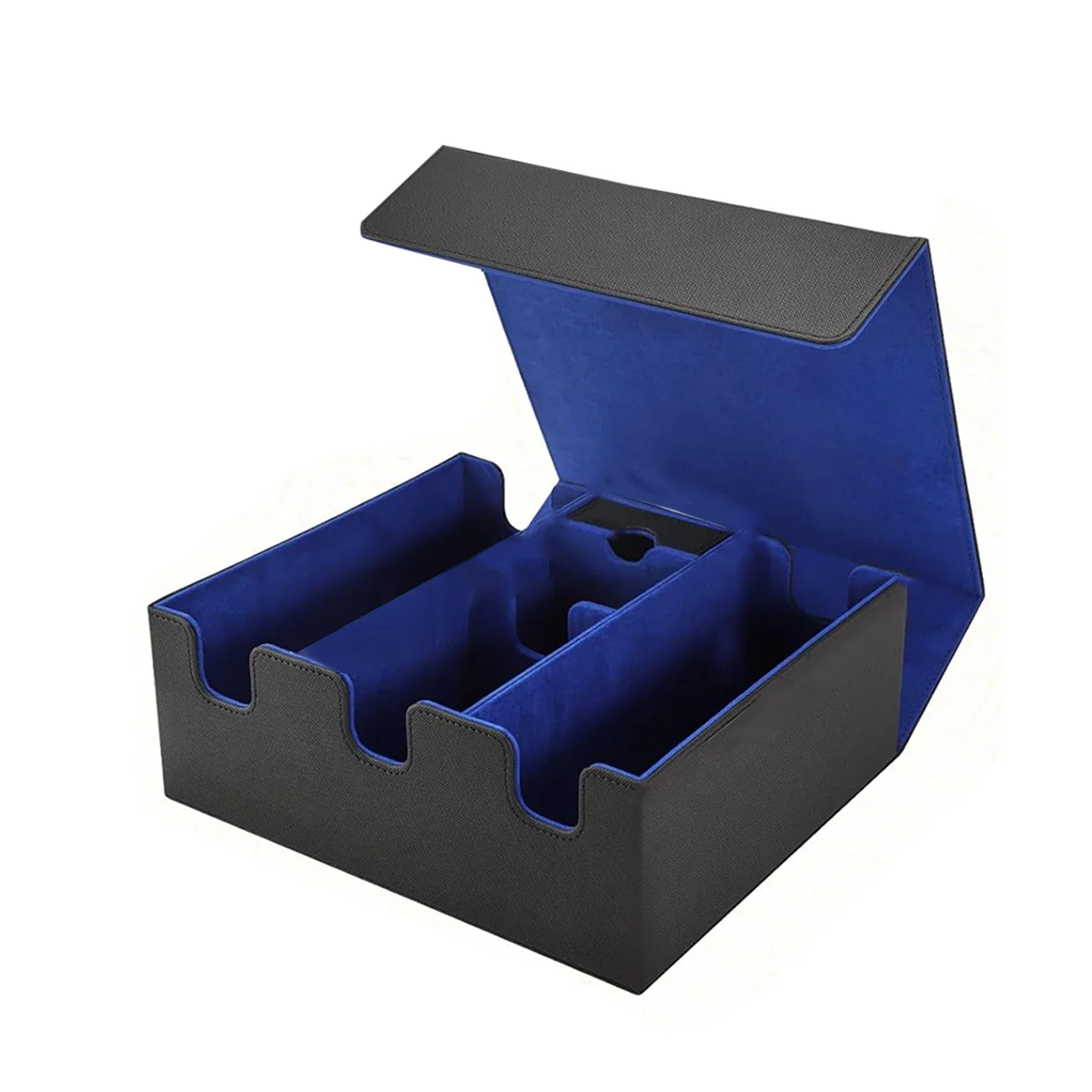 Card Storage Box for Trading Cards, Magnetic Closure TCG Storage Box for MTG, YuGiOh, and Sports Cards Black+Blue