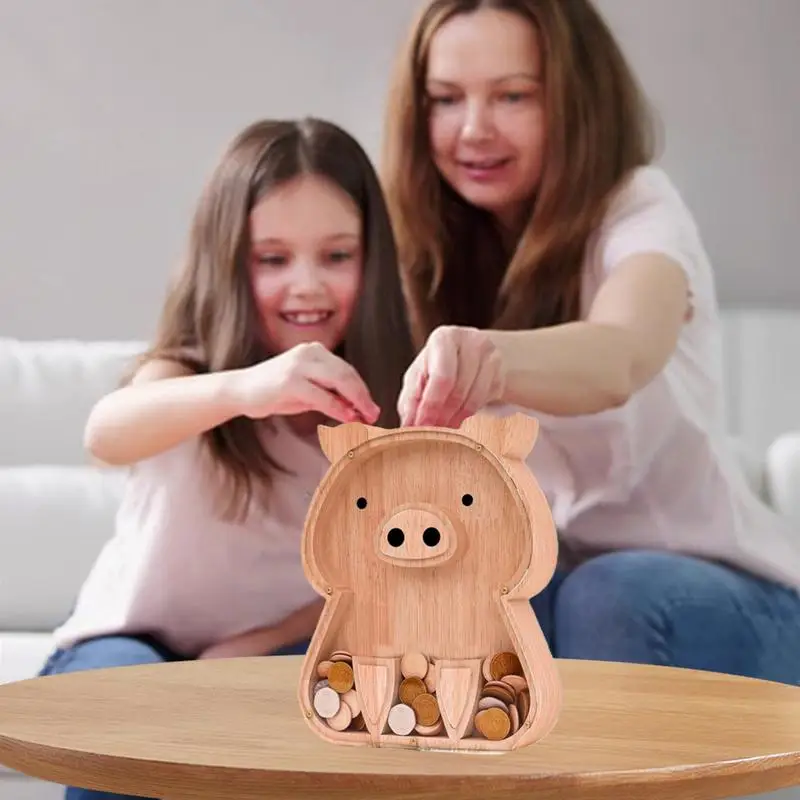 Animal Money Saving Box Swine Coin Banks Wooden Bank For Boys And Girls Creative Coin Box Money Container For Children's Birthda