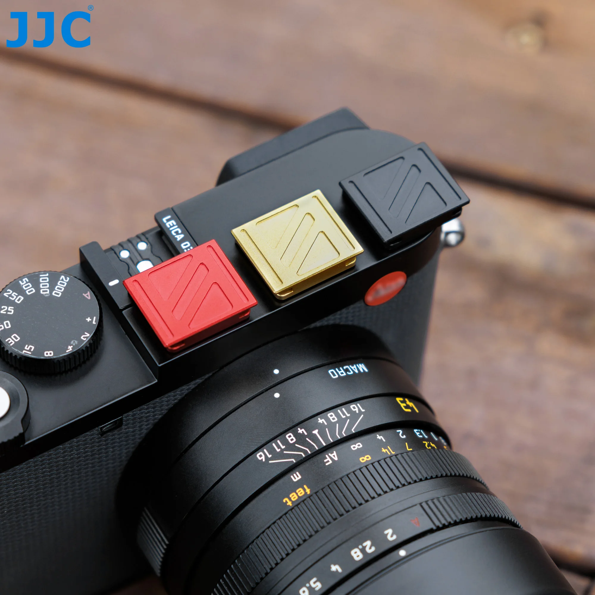 JJC Camera Flitsschoen Cover Beschermkap Voor Leica Q3 43, Volledige dekking Ontwerp Aluminium Luxe Flitsschoen Cover Rood