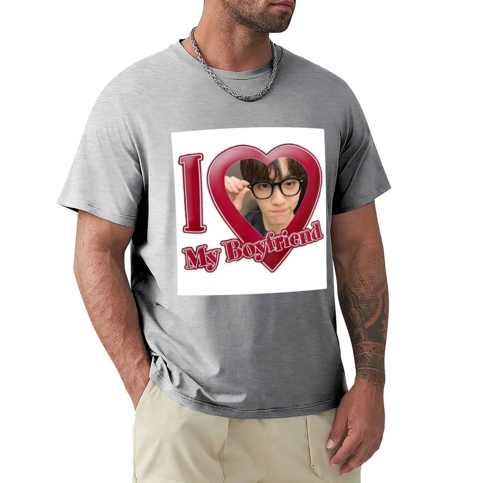 Short Sleeve Tee Aesthetic Clothes Men T Shirt Soobin TXT ‘i Love My Boyfriend’ T-Shirt Graphic Oversized Harajuku Men Clothing