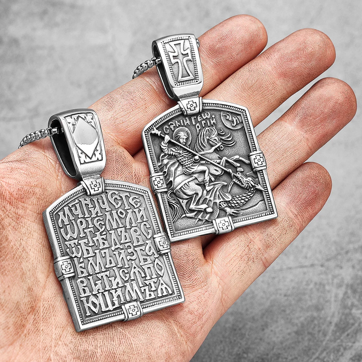 Fairy Tale St George Slaying Dragon Stainless Steel Men Women Necklaces Pendants Chain Punk Jewelry Creativity Gift Wholesale