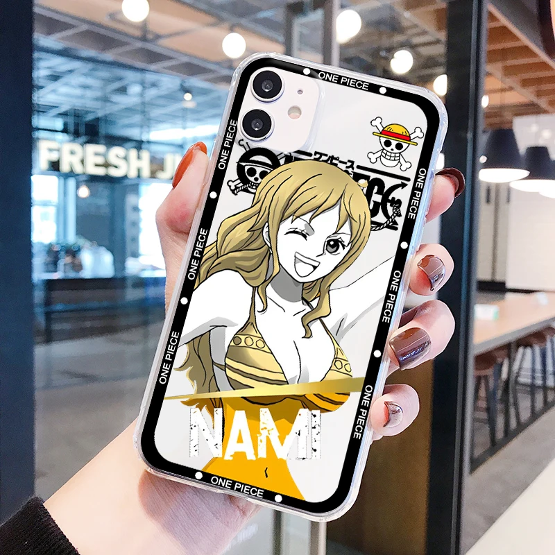 One Piece Nami Usopp Cute For iPhone 15 14 13 12 11 XS XR X 8 7 SE 6 Pro Max Plus Mini Transparent Funda Phone Case