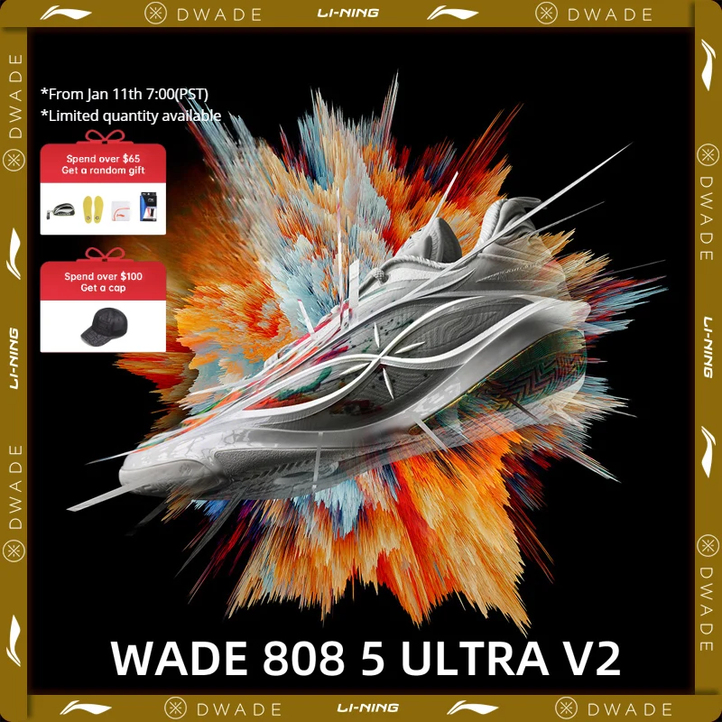 

Мужские профессиональные баскетбольные кроссовки Li-Ning WADE 808 5 ULTRA V2 SUPER BOOM, кроссовки для соревнований с подушкой и подкладкой ABAV045