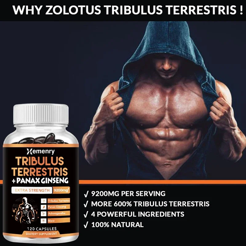 Tribulus Capsules Bevatten Ginseng, Ashwagandha En Panax Ginseng Om Energie, Stemming, Uithoudingsvermogen En Prestaties Te Verbeteren