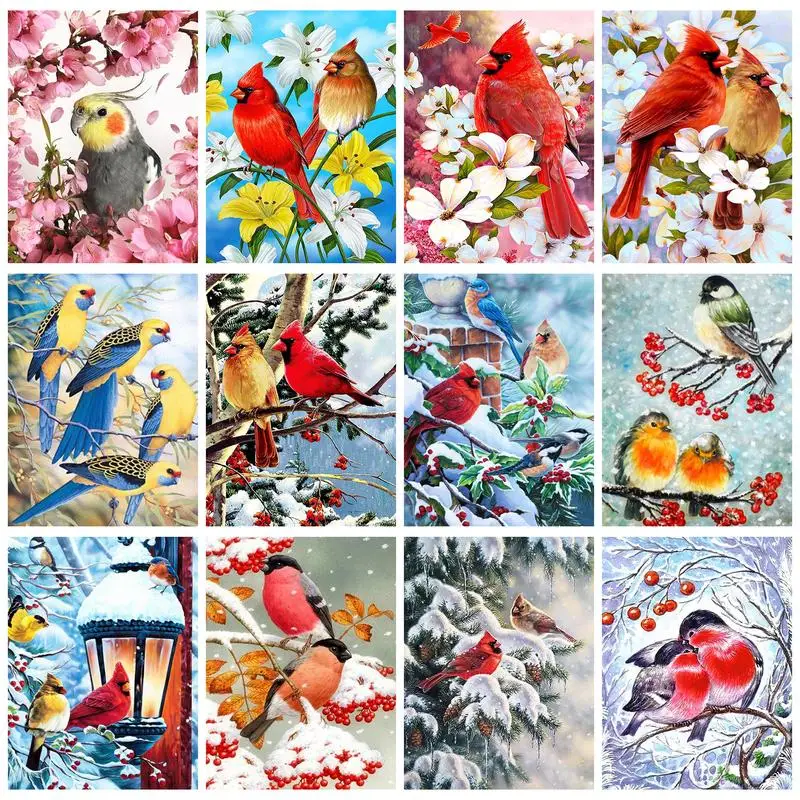 

PhotoCustom Painting By Numbers Snowy Birds With Frame Scenery Picture Numbers Artwork Home Decor Art