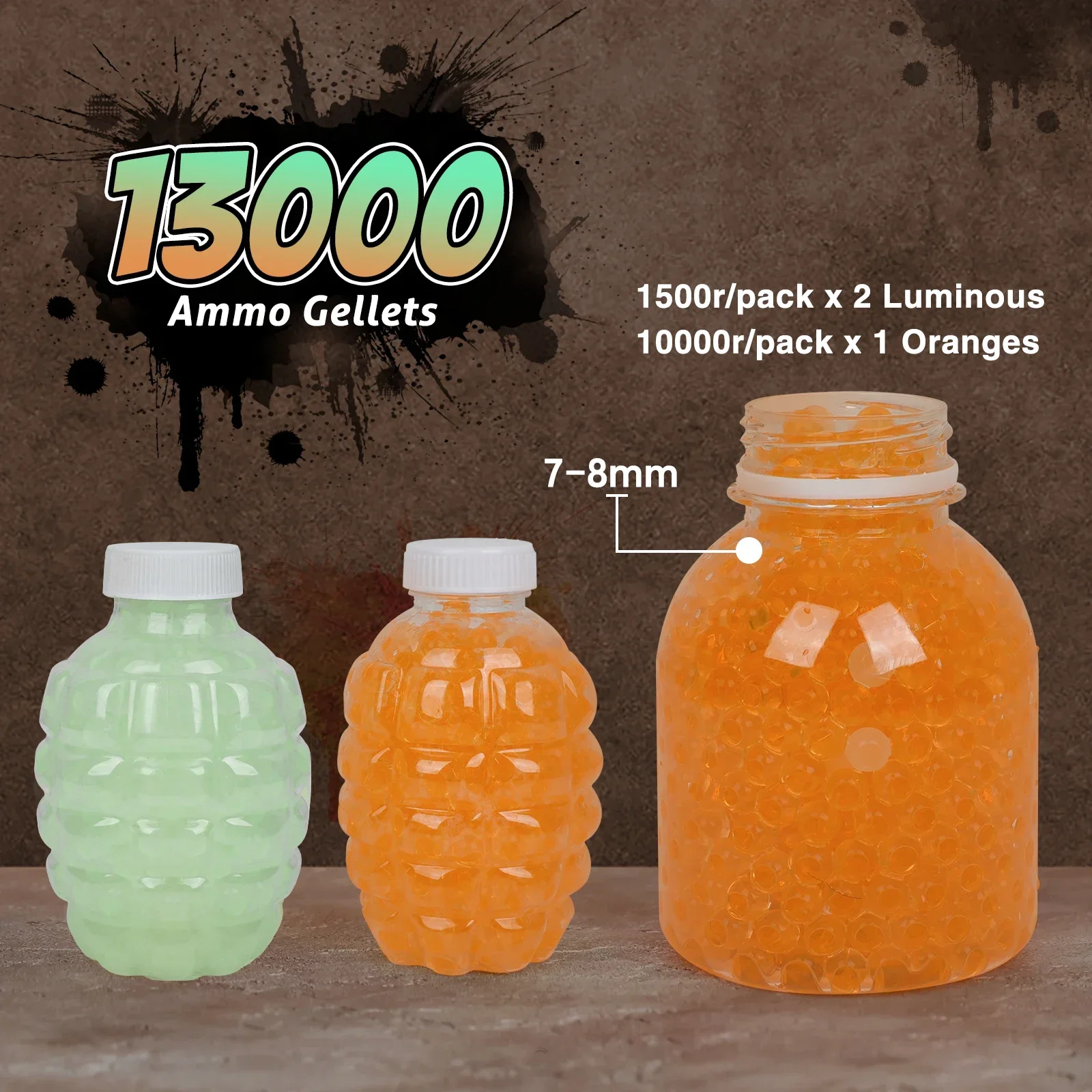 Pistola blaster de bola de gel, funil de 500 capacidades, cabo de recarga USB e óculos, brinquedo blaster de bola de respingos elétrico para exterior