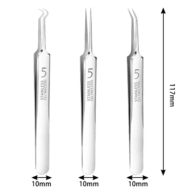 Tedesco ultrafine n. 5 brufoli cellulari pinzette per punti neri salone di bellezza speciale raschiatura e chiusura artefatto strumento per ago per acne