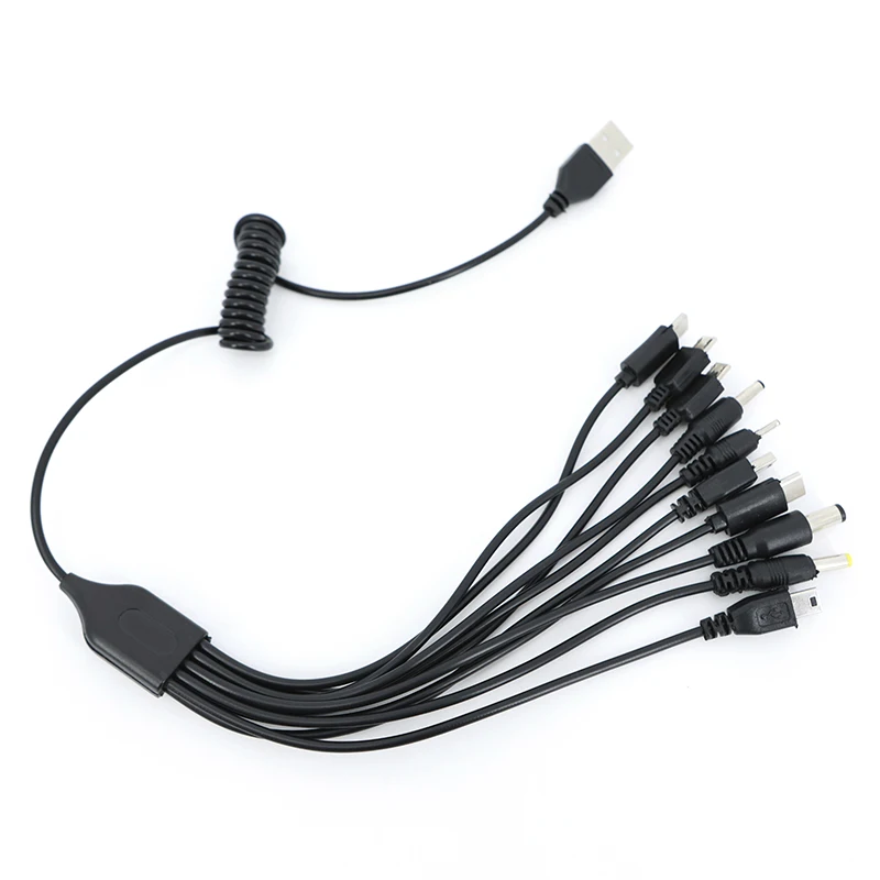 

Universal 10 in 1 Micro USB male Mobile Phone spring power Charger Adapter Plug Cable Charging Wire Cord for Phone A