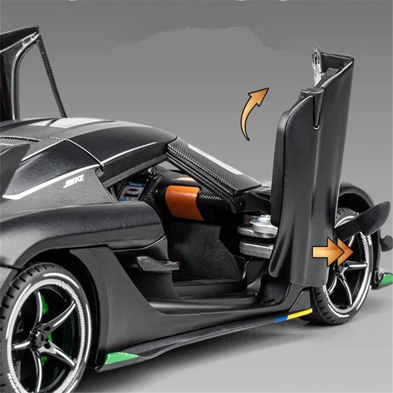 1:24 Koenigsegg jesko โมเดลรถแข่งของเล่นสำหรับเด็ก, โมเดลรถสปอร์ตโลหะน้ำหนักเบาและมีเสียง