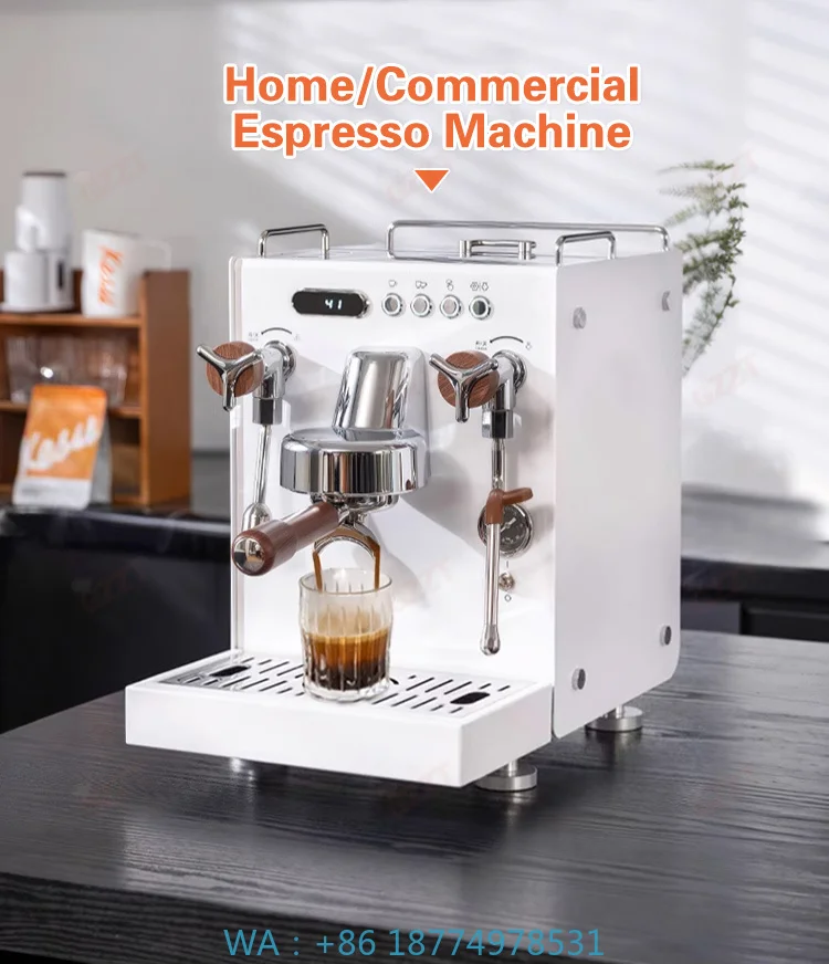 Commercial Semi‑Auto Espresso Maker, 1L Steam Boiler & Heating Block Extraction 58mm Brewing Head 9 Bar Coffee Brewing Tool