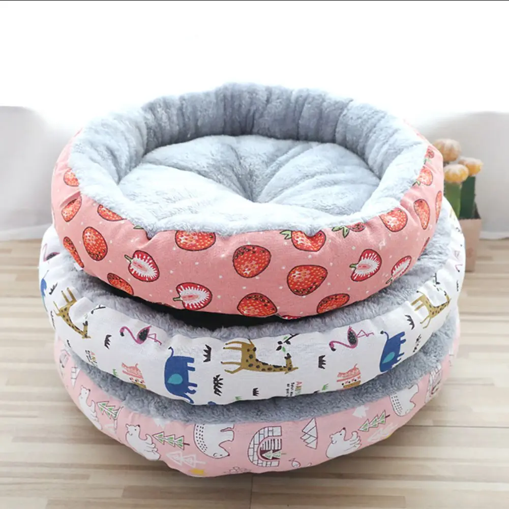 Round Cat Bed Dogs Bed House Kennel Pet Mats Soft Long Plush Mat Pet Warm Basket Cushion Cats House Sofa Machine Wash Kennel