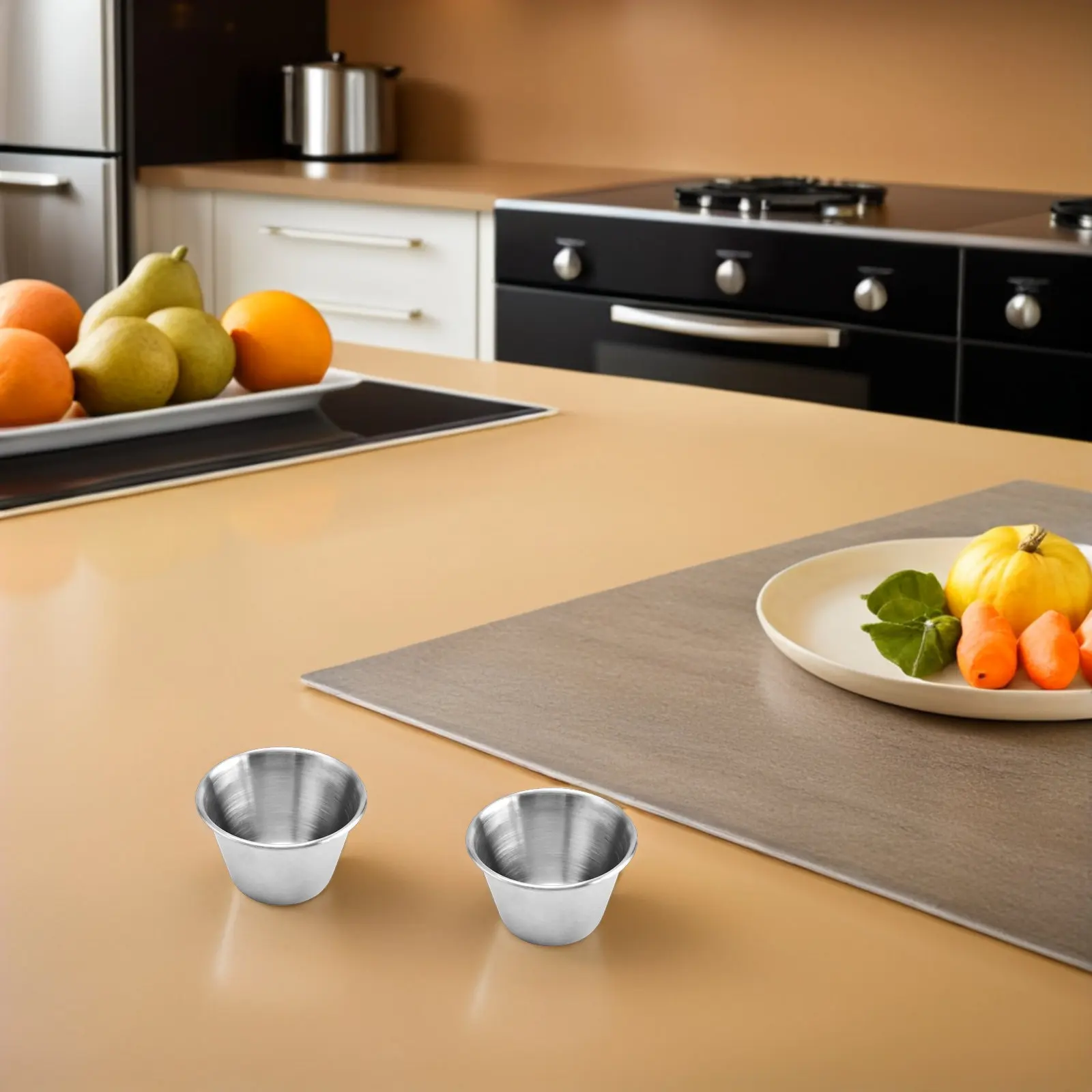 6Pcs Stainless Steel Small Sauce Cups Reusable Stackable Condiment Bowls for Sushi Dipping Soy Sauce Salad Dressing Dessert