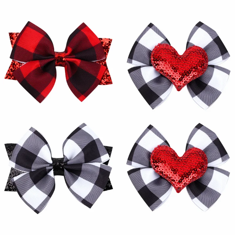 Cute Bows Hair Clips Sweet Heart Print Hairpins For Women Girls Hairgrips Barrettes Valentine\'s Day Headwear Hair Accessories