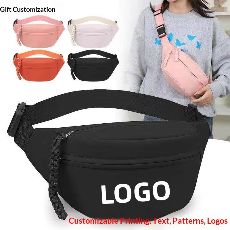 2026Printed Custom Logo Waist Packs Shoulder Messenger Bag Large-capacity Fanny Pack Workout Sport Hands-Free Wallets Waist Pack