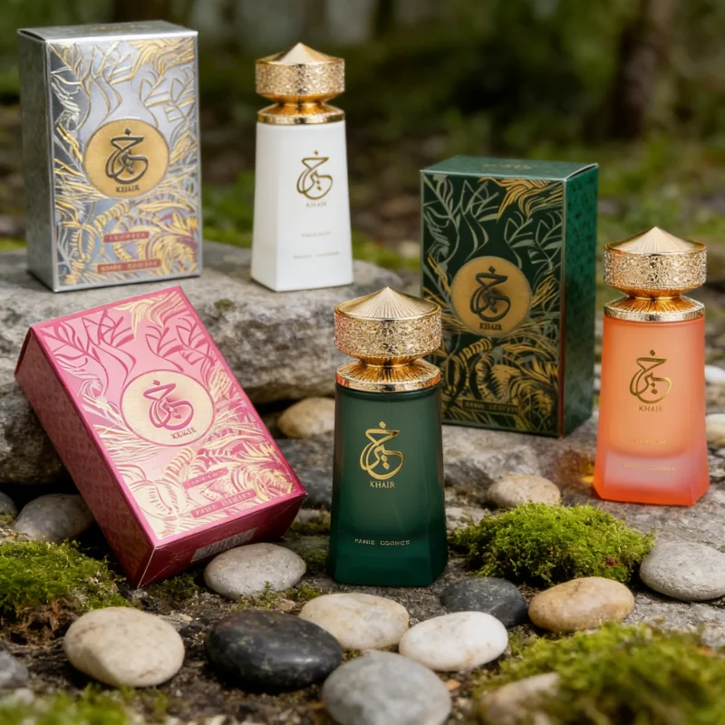 

KHAIR Premium Men’s Eau de Toilette: Woody/Spicy/Oriental/Fresh Citrus/Fruity Notes, Luxury Bottles, Long-Lasting Aroma