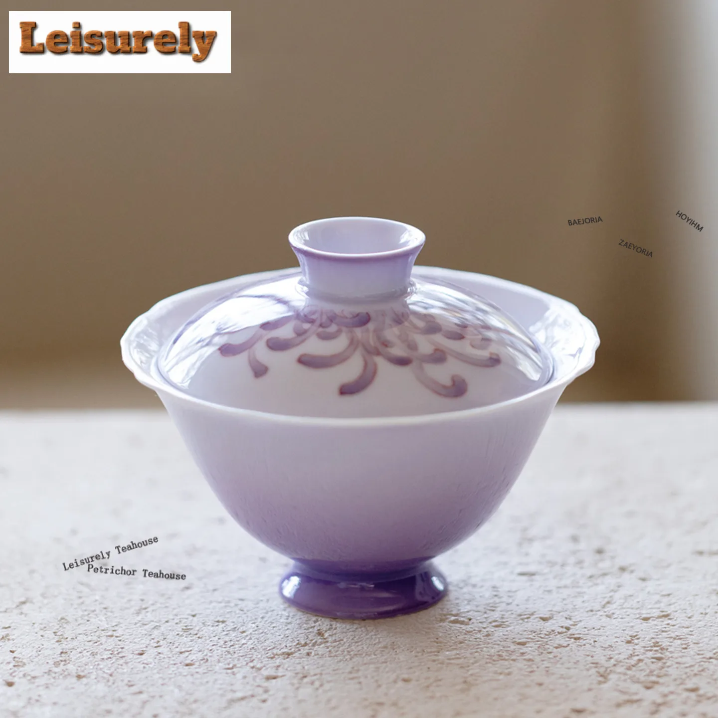 

120ml Dark Purple Chrysanthemum Gaiwan Luxury Tea Tureen Household Tea Bowl With Lid Kit Tea Maker Cover Bowl Drinkware Gift