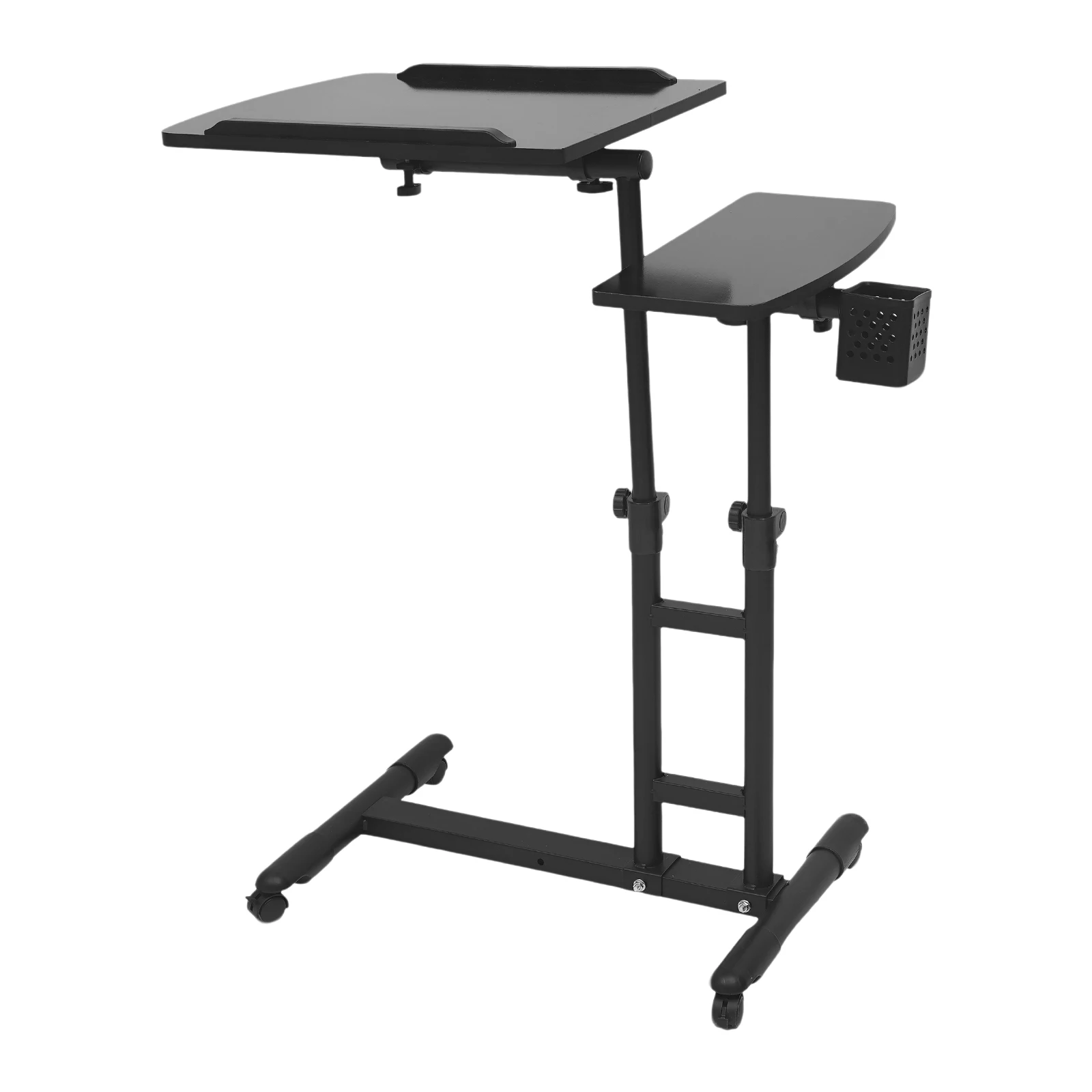 Height Adjustable Workbench, Computer Table Workstation, Height Adjustable Table 25.59-37.4in, Tiltable Desktop, Carbon Steel Frame, Anti-Slip Strip, Side Pen Holder, Stable & Easy Clean, Moveable Computer Desk for Tattoo Artist, Designers, Home Office