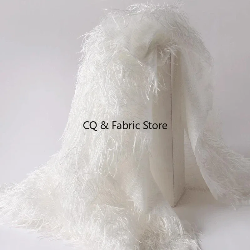 깃털 프린지 자카드 원단 패션 디자이너 수제 DIY 액세서리 야드 단위 판매