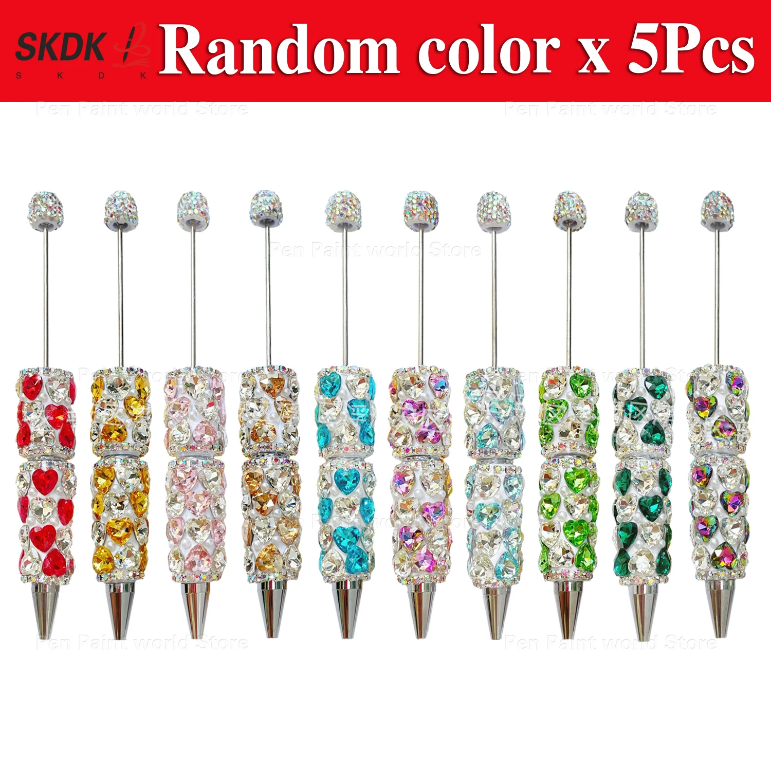 

5 шт. шариковая ручка «сделай сам» с хрустальными бусинами и стразами в форме сердца — блестящий подарок для письма для девочек, подростков, студентов или любителей рукоделия