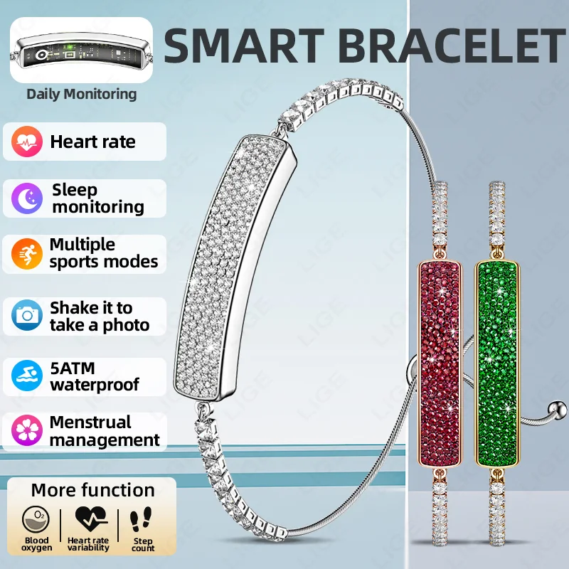 

LIGE новый 5ATM водонепроницаемый спортивный фитнес женский умный браслет сердечного ритма HRV монитор здоровья с подсчетом шагов умные часы женский ремешок