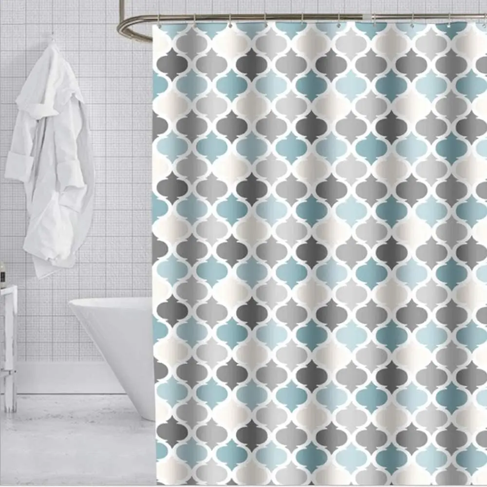 1pc Waterproof shower curtain, made of thick polyester fabric, machine washable, with hooks, suitable for bathroom