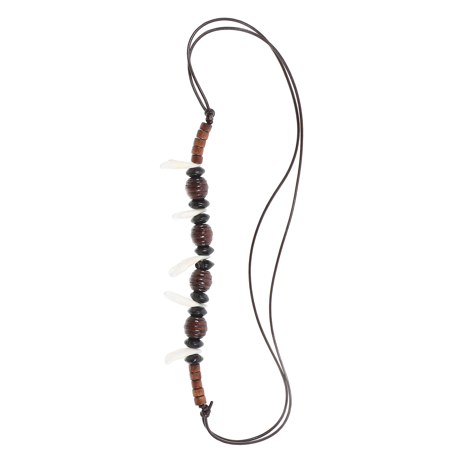 

Wolf Necklace Acrylic Fang Pendant Chain Tribal Style Beaded Adjustable White Wax String Male Surfer Jewelry Necklaces