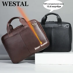 Westal 15 polegada bolsa para portátil para pastas masculinas de couro genuíno executivo masculino pasta portafolio negócios sacos do computador