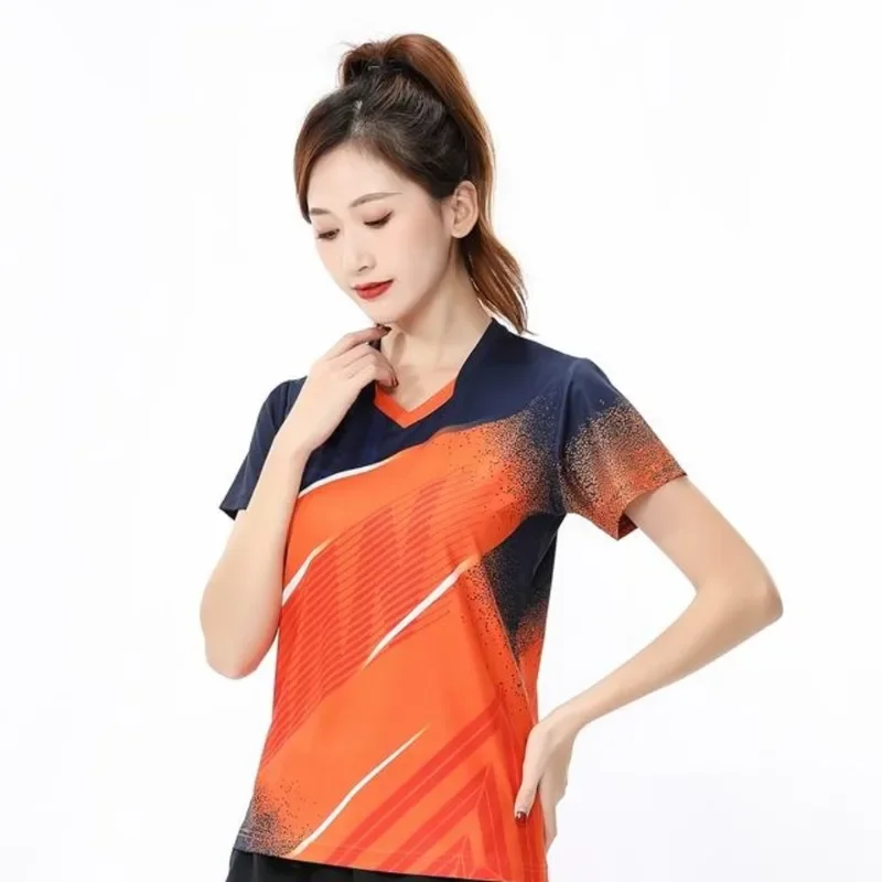 Quick drying T-shirt for women's summer outdoor stretch breathable sweat absorbing badminton jacket for running, fitness, slimmi