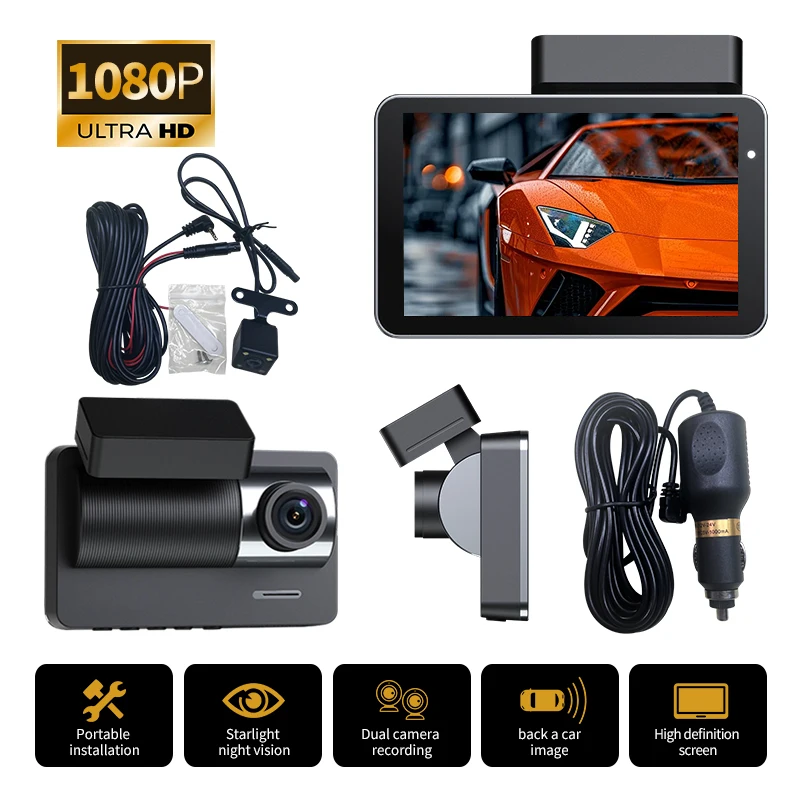 

Dash Cam Camera Car HD 1080P Night Vision Video Recorder Vehicle CAR DVR Black Box Driver Recorder Front and Rear Dashcam
