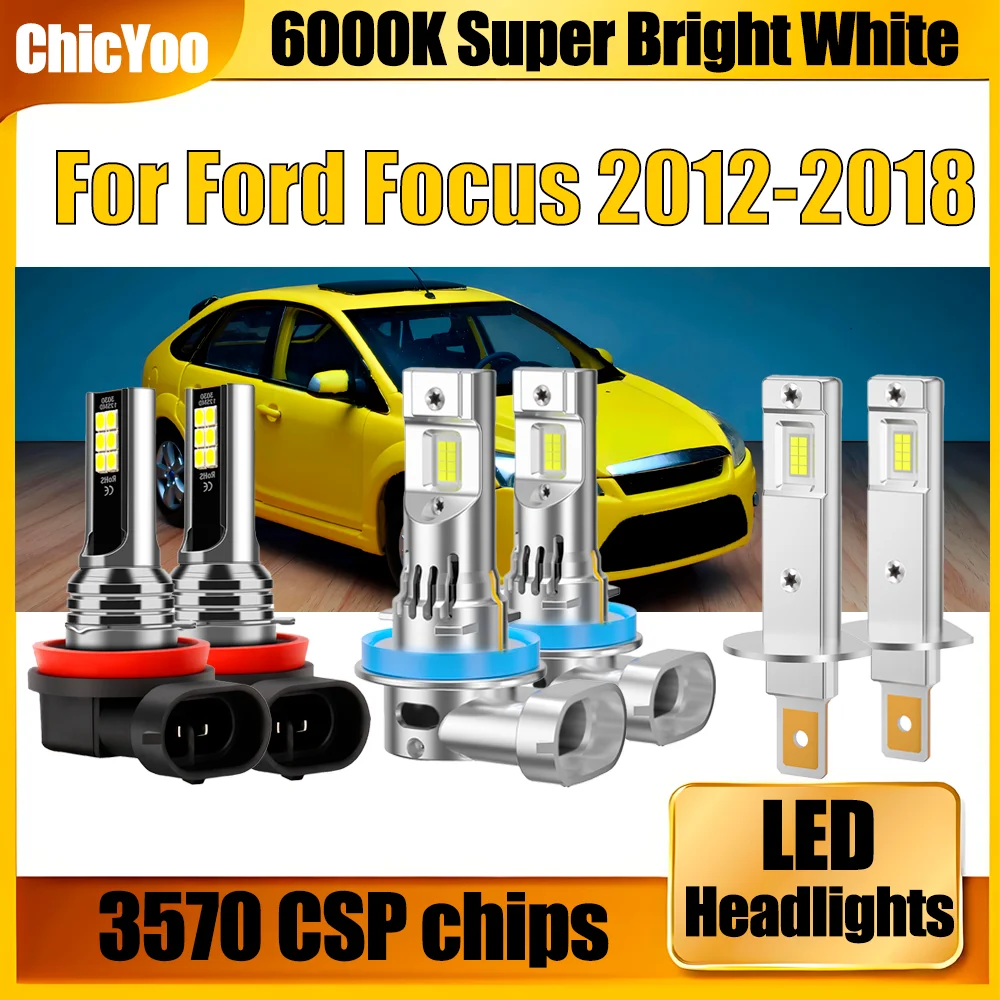 

LED Headlight Bulbs H11 H1 High Low Beam Headlamps H11 Car Foglights Auto Turbo Lamp 6000K Super White For Ford Focus 2012-2018