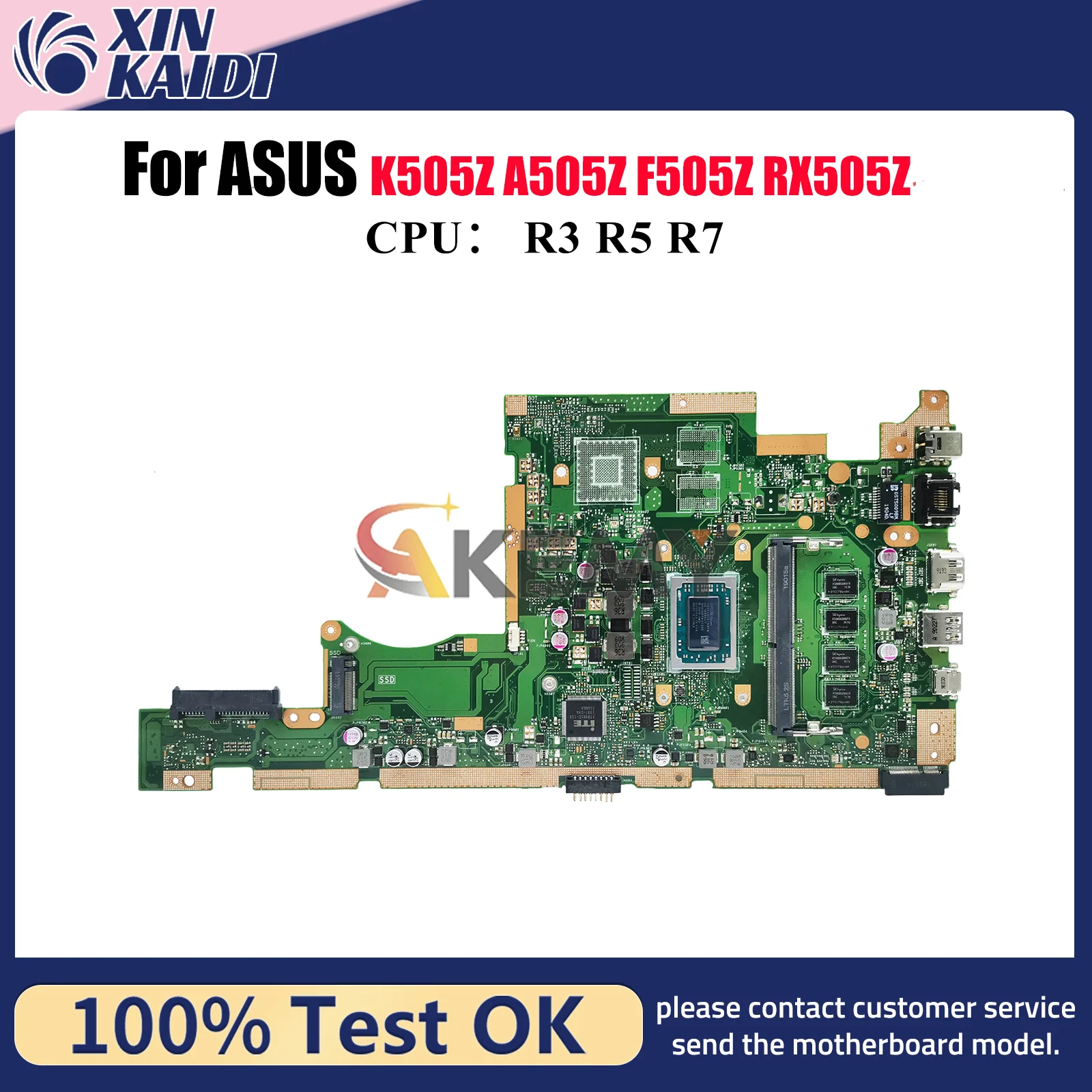 

X505ZA Laptop Motherboard For ASUS VivoBook K505Z F505Z X505Z X505ZA RX505Z A505Z Mainboard With R3 R5 R7 CPU 100% tests OK stk