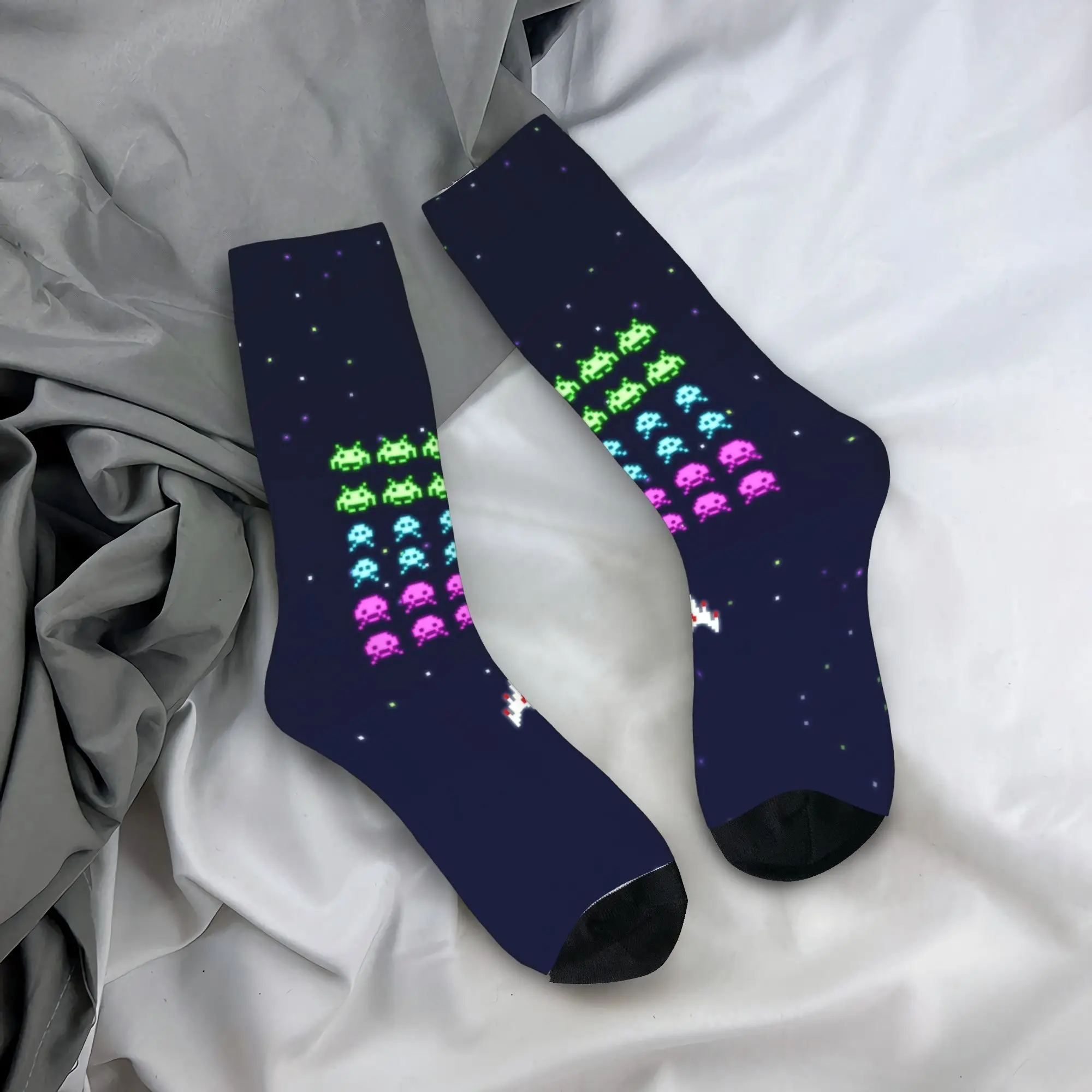 Couple Socks Space Invaders  Stockings Non Slip Soft Breathable Socks Autumn Trendy Custom Cycling Socks