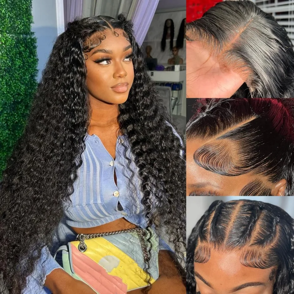 Wear And Go Glueless Wigs Glueless Wig Deep Wave Human Hair Wigs Ready To Wear Pre-Cut Lace Lace Front Human Hair Wig For Women image 2