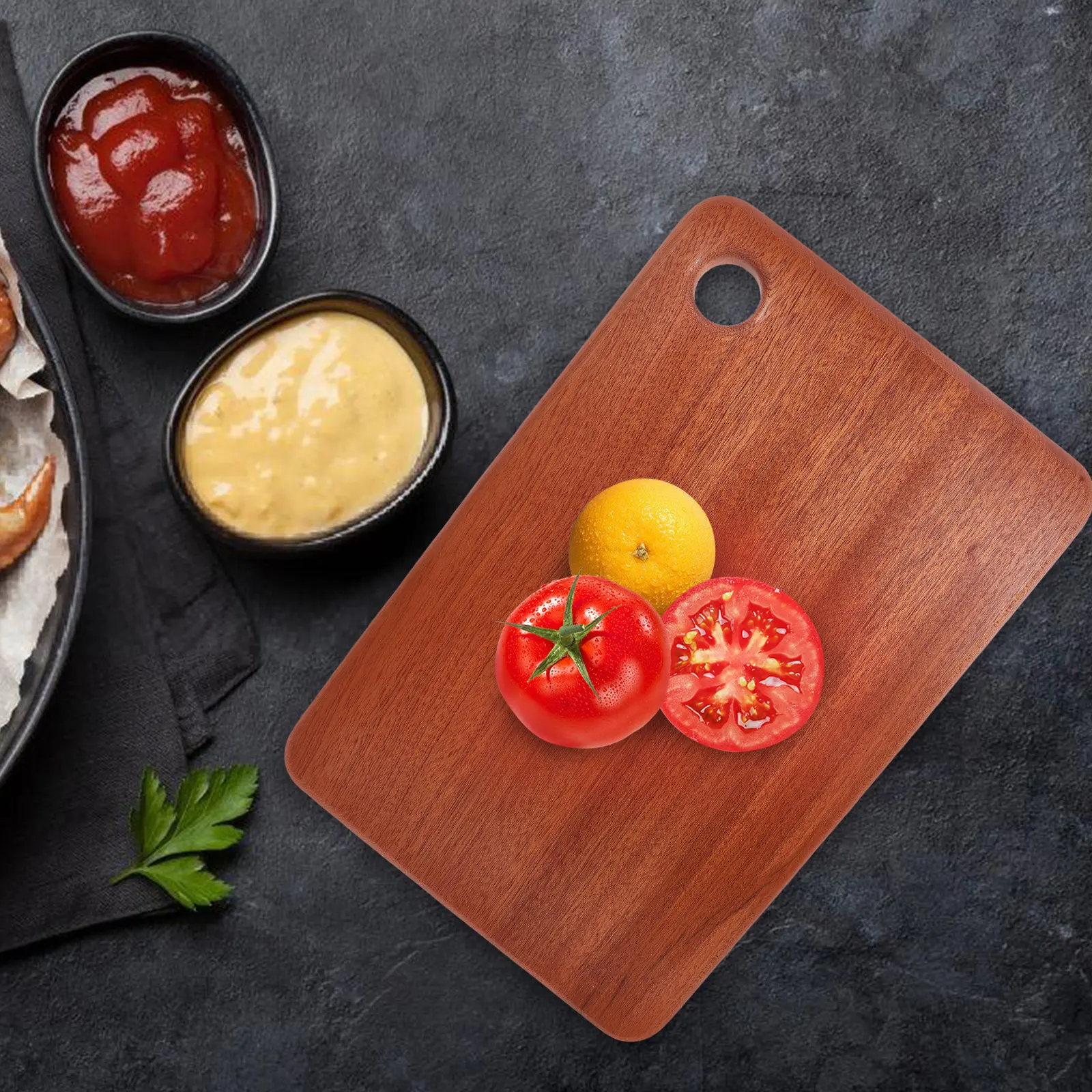 Tabla de Cortar Rectangular de Madera de Ébano Sólido de 30x20x2cm, Plato para Servir Charcutería, Bandeja de Madera para Cortar y Tallar