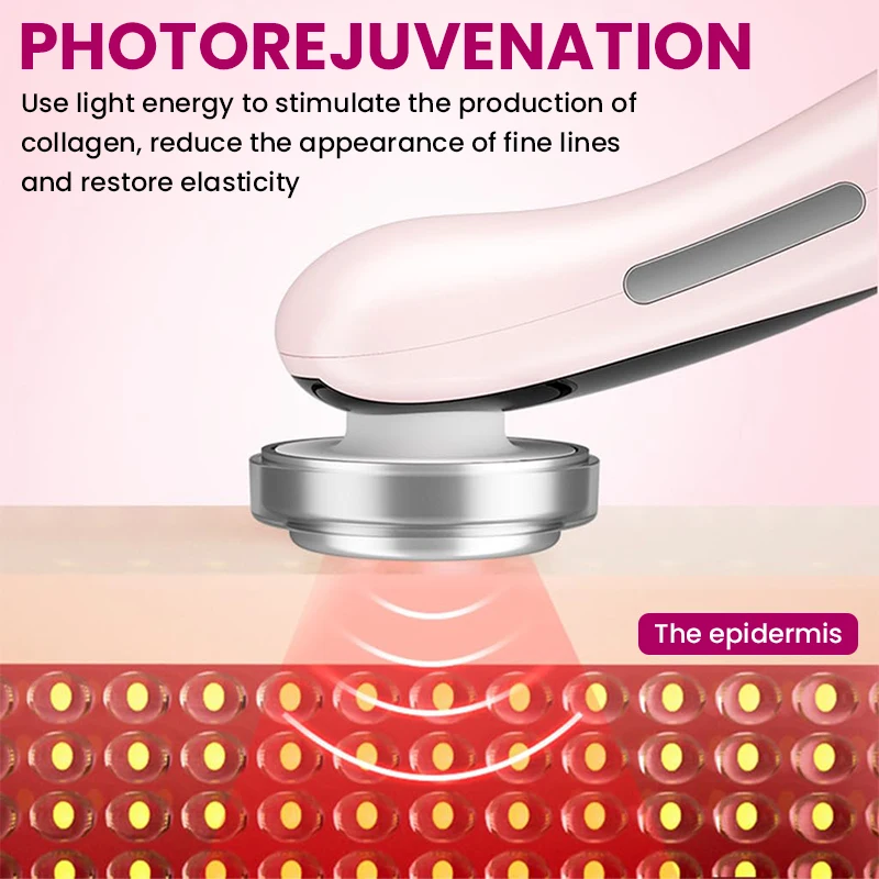 LED العلاج بالضوء EMS مدلك الوجه سونيك أيون الاهتزاز شد الجلد الساخن ضغط شد الوجه المضادة للتجاعيد العناية بالجمال