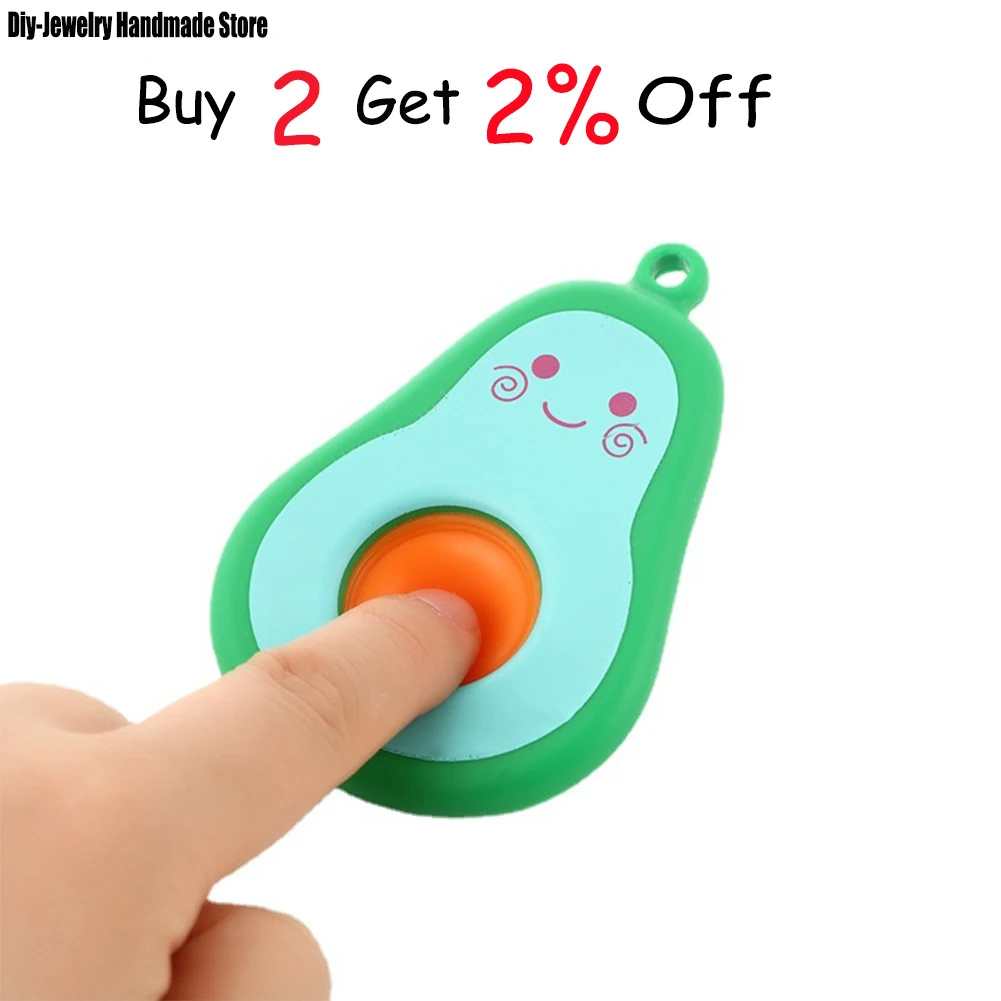 Cute Avocado Silicone Keychain Toy Simple Dimple Sensory Push Pop Portable Cartoon Decoration Pressure Relief Decompression Toys