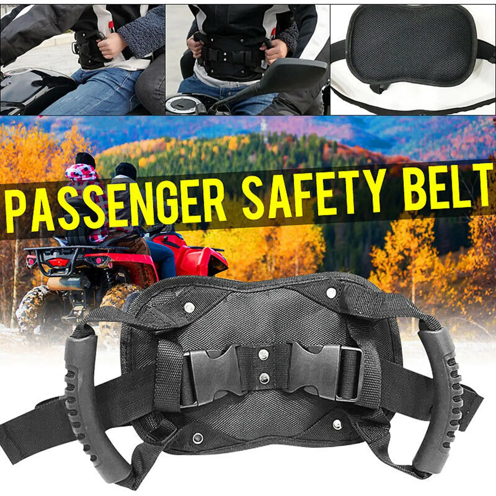 Motorcycle Rear Seat Safety Belt Oxford Cloth Armrest Grip for Children Passenger Scooter ATV Holder
