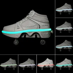 LED Roller Skate Shoes For Kids Adult Fashion Girls Casual Sports 4 Wheels Sneakers Children Toys Gift Game Boys Boots