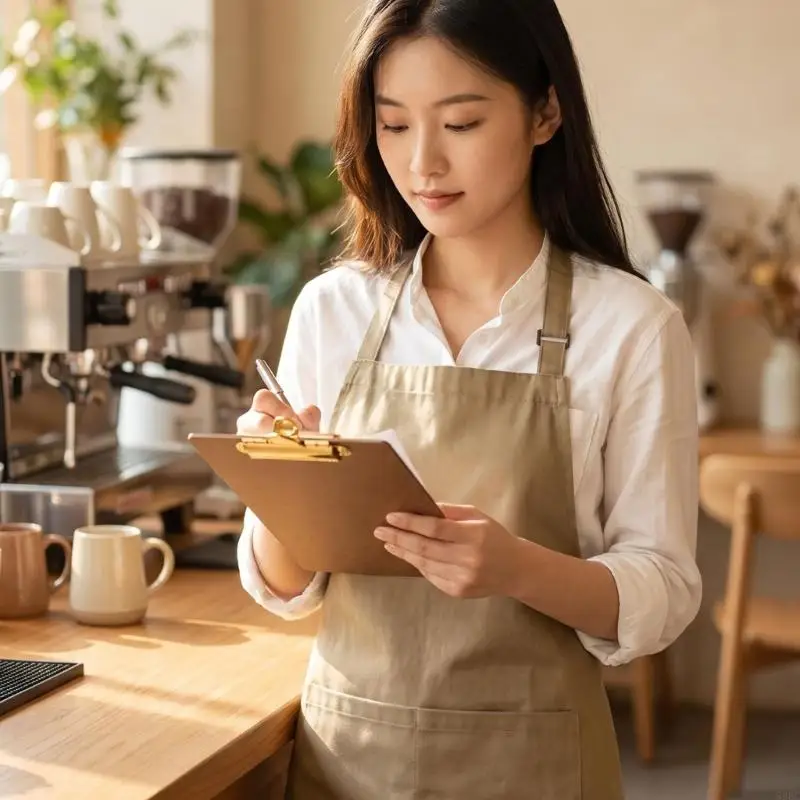 Narrow Clipboard with Top-Mounted Metal Clip, Flat Writing Support for Holding Note, Receipt, Forms, and Menu Sheets 896C