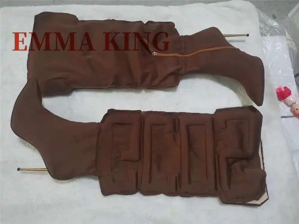 الخريف النساء الفخذ أحذية عالية تمتد ليكرا السيدات بوتاس موهير فريد مكعب إلكتروني المدرج الأحذية 10 سنتيمتر الكعوب الحديد فستان الحفلات الأحذية