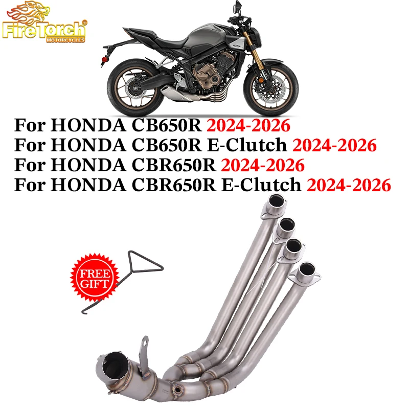 

Slip On For HONDA CB650R E-Clutch CBR650R E-Clutch 2024 2025 2026 Motorcycle Exhaust Escape System Full 51mm Front Link Pipe