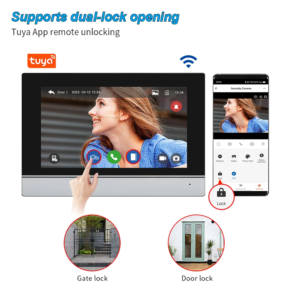 Dispositivi di sicurezza per videocitofono IP intelligenti con supporto per visione notturna Sistema citofonico per registrazione scheda di memoria Telecamera 1080P
