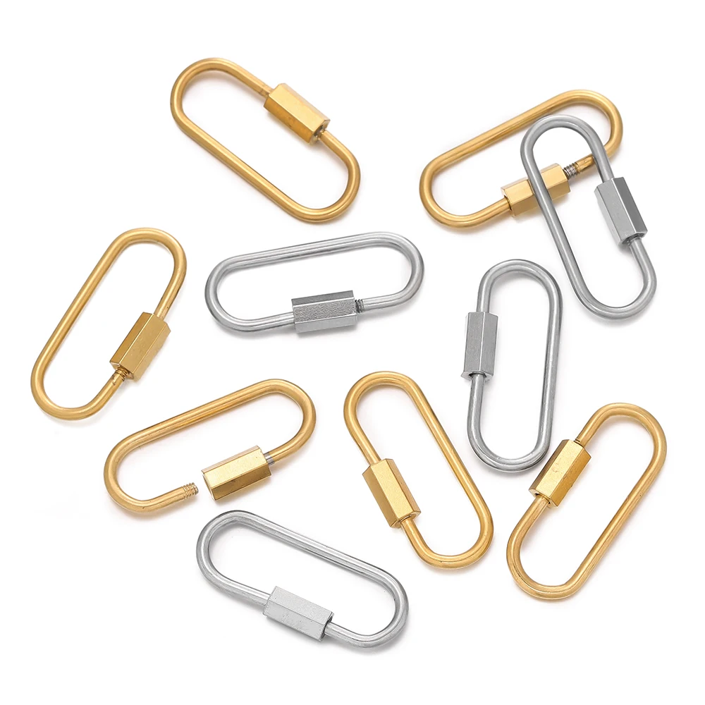 5Pcs Stainless Steel Gold U Shape Screw Locking Carabiner Clasp Connector DIY Necklace Bracelet Keychain Jewelry Making Supplies