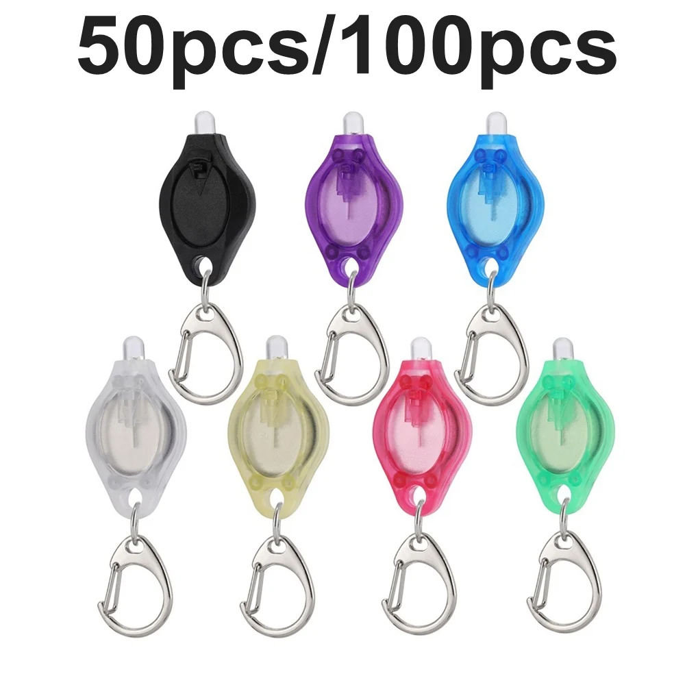 1/10/50/100 Pcs Led Keychain Light Mini Popular Night Key Chain White Lamp Torch Backpack Portable Emergency Lighting Flashlight