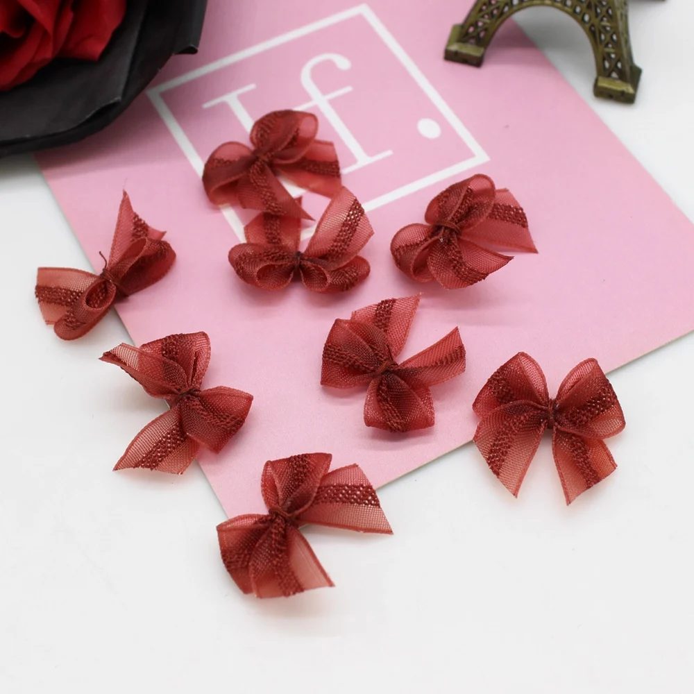 30 قطعة مزيج اللون شريط من الساتان الانحناء 25 مللي متر اليد القوس عقدة الأقواس الصغيرة للحرف عيد الميلاد اكسسوارات الديكور الطرف