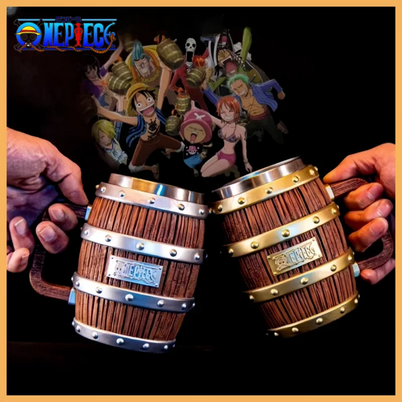 

One Piece Figure Ace Luffy Sabo Wine Barrel Cup Cheers Series Gold Silver Ornament Doll Pvc Action Model Collection Gift