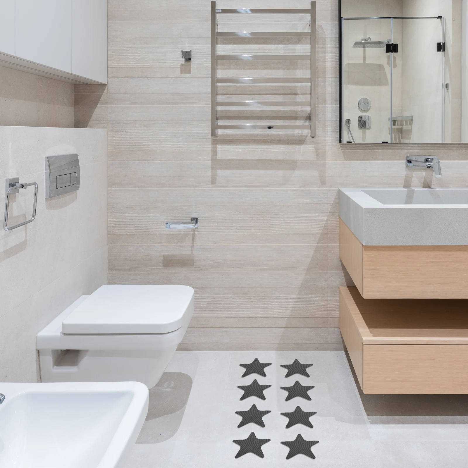 

1 set Black Star Shaped PEVA Bathroom Anti skid Stickers Non slip Bathtub Adhesive Floor Decals Shower Tub Pool Stairs Safe