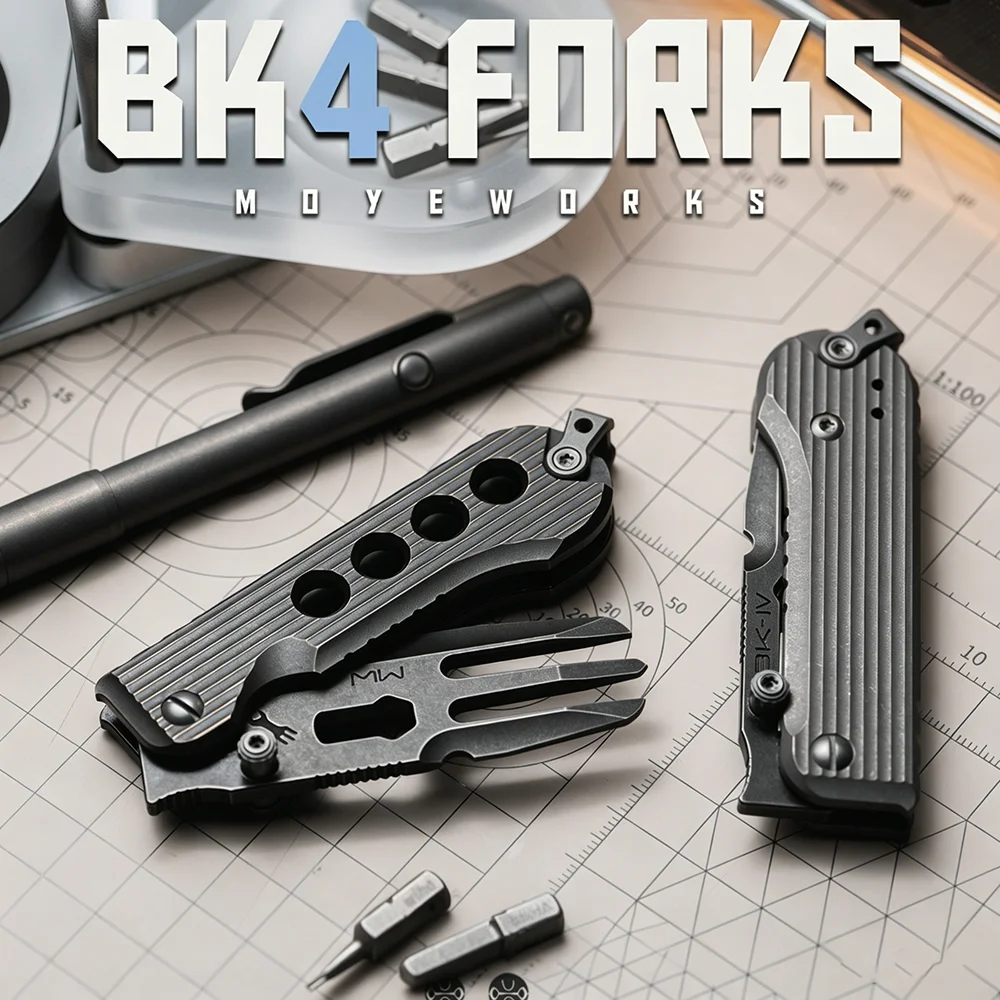 RUISHA EDC BK4 Forks Stress Relief Toy Multi-functional Fidget Toys For Adults Titanium Bronze Outdoor Equipment