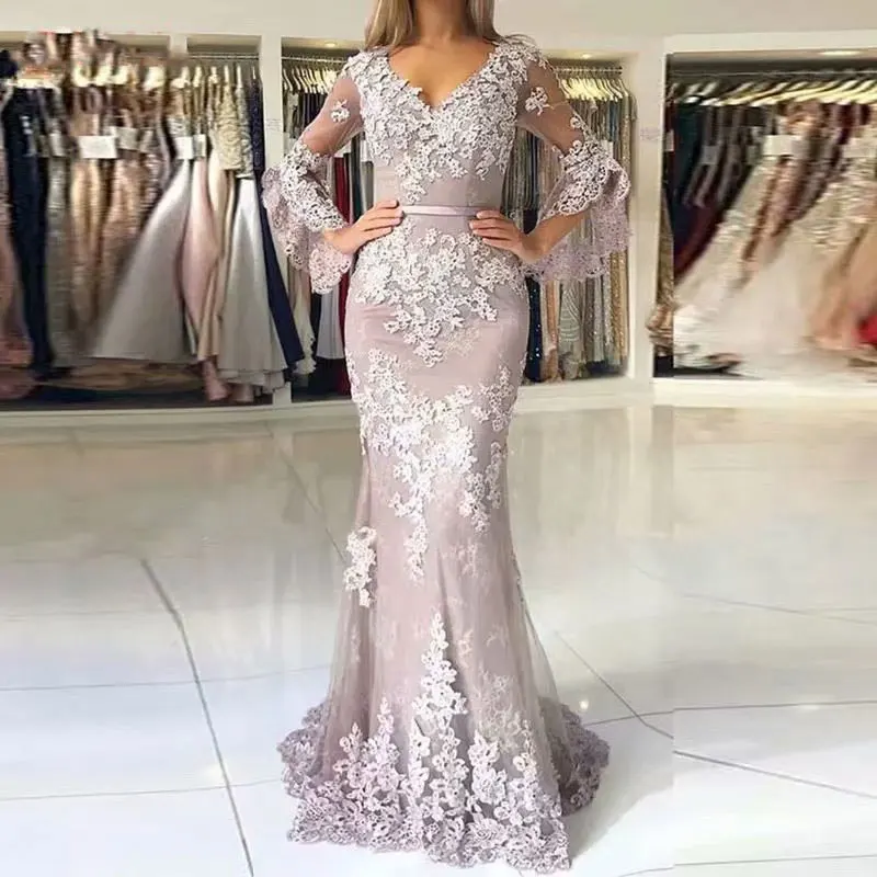 

Mermaid Evening Dress for Women 2024 vestidos de fiesta Party Prom Gown V Neck vestidos de noche