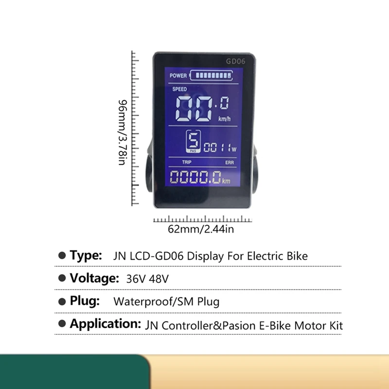 Ebike Display LCD GD06 Large Vertical Screen For JIANNUO Controller Electric Scooter Hub Motor Conversion Kit